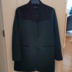 Kenneth Cole New York Boucle Coat Green & Black